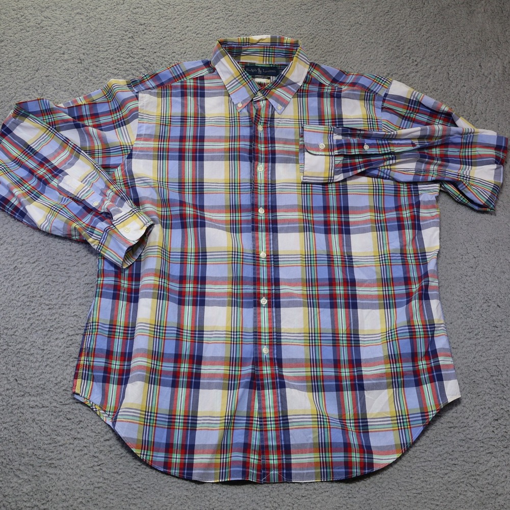 Ralph Lauren Classic Fit Plaid Button Down Shirt Mens XL Multi Color Cotton